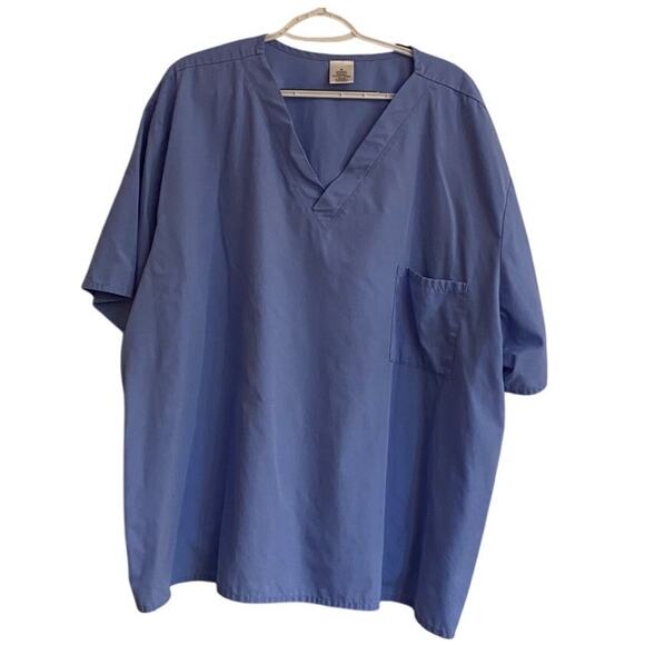 Unknown Tops - Blue Scrub Top Size 3XL Polyester Cotton Blend Work